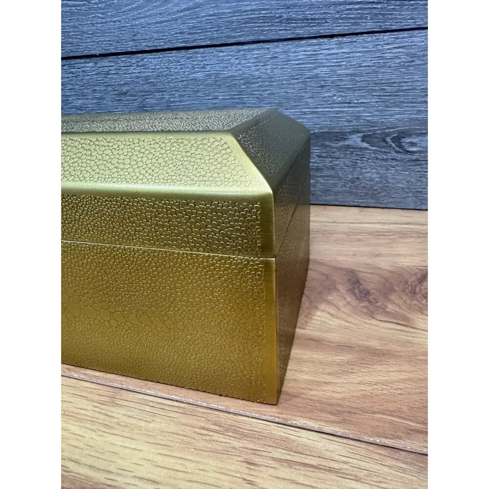 Restoration Hardware RH Etched Brass Faux Shagreen Decorative Box 11x6x5”